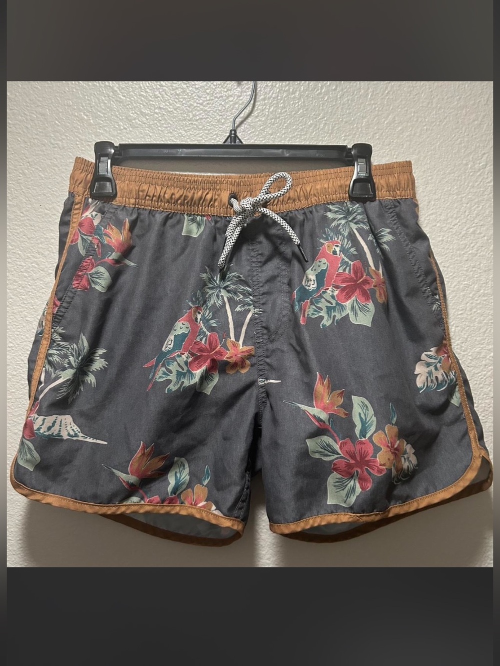 Multicolored Parrot Hawaiian Print Men’s Swim Trunks by Maamgic  #beachlife